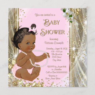 Invitation Ethnic Girl rose or Baby shower Pearl