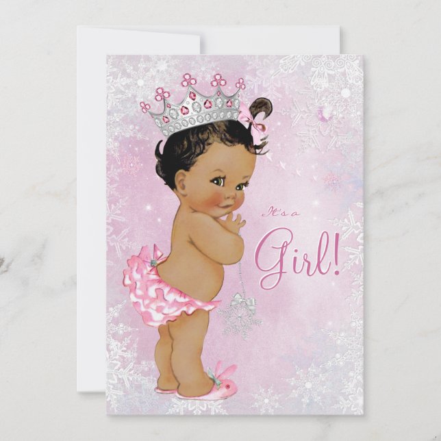 Invitation Ethnic Girl'hiver Wonderland Baby shower (Devant)