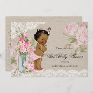 Invitation Ethnic Joli Shabby Chic Lace Baby shower Floral