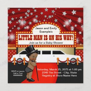 Invitation Ethnic Little Man Limousine Movie Star Baby shower