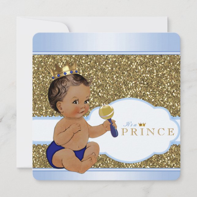 Invitation Ethnic Prince Boy Baby shower (Devant)