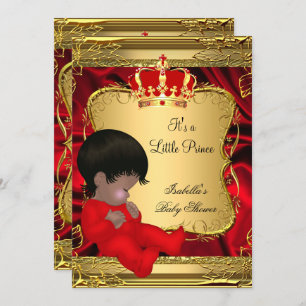 Invitation Ethnic Prince Boy Baby shower Rouge Ornate Gold