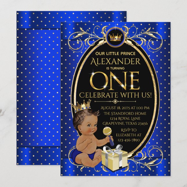 Invitation Ethnic Prince First Birthday Party (Devant / Derrière)
