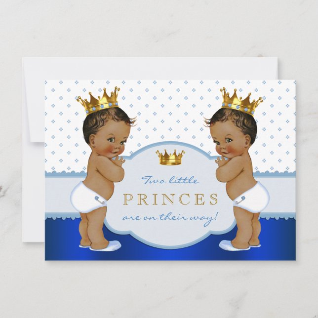 Invitation Ethnic Prince Twin Boy Baby shower (Devant)