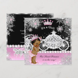 Invitation Ethnic Princess Baby shower Carriage rose noir