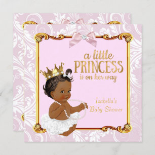 Invitation Ethnic Princess Baby shower White Rose Gold