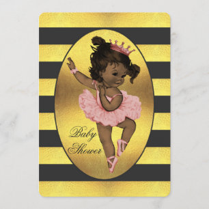 Invitation Ethnic Princess Ballerina Gold Stripes Baby shower