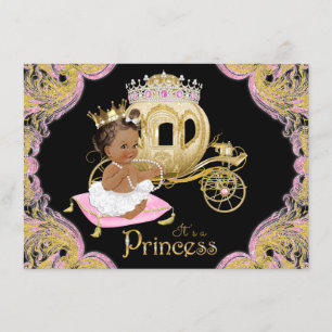 Invitation Ethnic Princess Pink Black Babwer Shower Invitatio