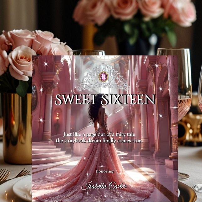 Invitation Ethnic Princess Sweet 16 Anniversaire de fête rose (Créateur téléchargé)
