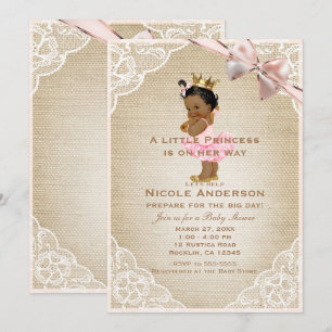 Invitation Ethnic Princess Vintage Baby Girl Rustic Show