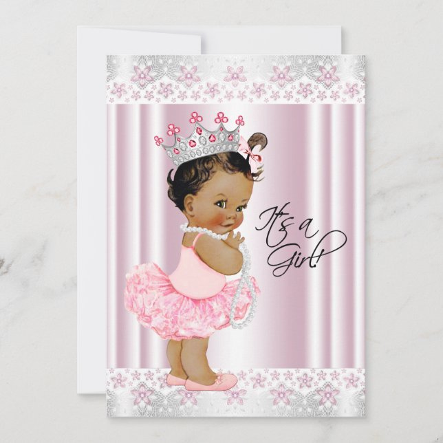 Invitation Ethnic Tutu Ballerina Pearl and Lace Baby shower (Devant)