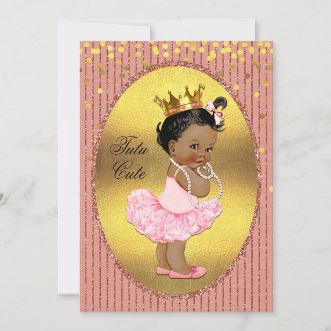 Invitation Ethnic Tutu Cute Faux Gold Foil Parties scintillan (Devant)