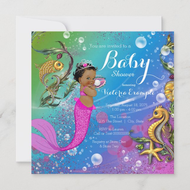 Invitation Ethnic Under the Sea Mermaid Baby shower (Devant)