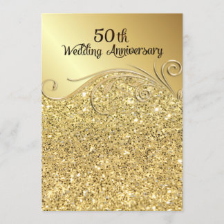 Invitation Étincelle Dorée 50e Anniversaire de Mariage