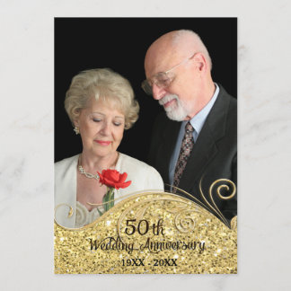 Invitation Étincelle Dorée 50e Anniversaire de Mariage