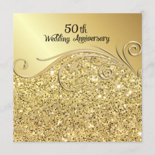 Invitation Étincelle Dorée 50e Anniversaire de Mariage