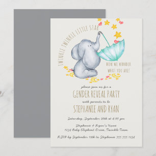 Invitation Étincelle Éléphant Gris Révélation du Sexe