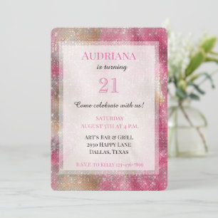 Invitation Étincelle Rose Or Cowgirl Cowhide Anniversaire