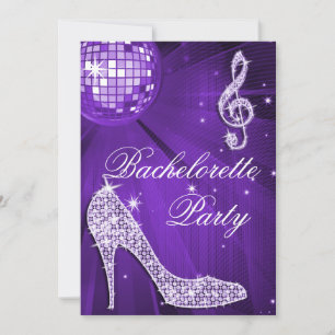 Invitation Étincelle Talons Violet Disco Bachelorette