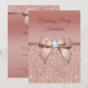 Invitation Étincelles & Glamor, Rose Gold Birthday Party