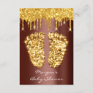 Invitation Étincelles Gold Royal Baby shower Brown Pieds Garç