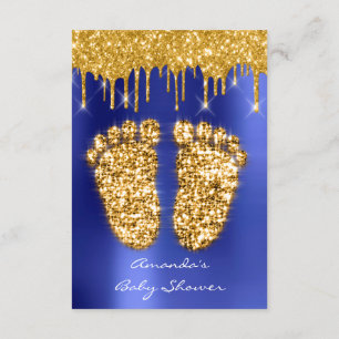 Invitation Étincelles Gold Royal Blue Baby shower Pieds