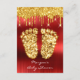 Invitation Étincelles Gold Royal Red Baby shower Pieds Garçon