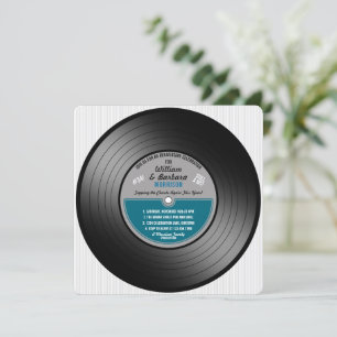 Invitation Étiquette bleu Vinyl Record Anniversaire