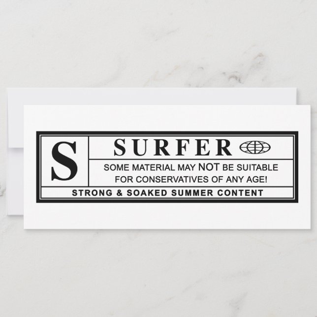 Invitation étiquette d'avertissement de surfer (Devant)