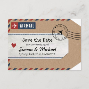 Invitation Étiquette de bagage Australia Airmail Save Date av