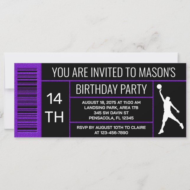 Invitation Étiquette de boîte à chaussures violette pour fête (Devant)