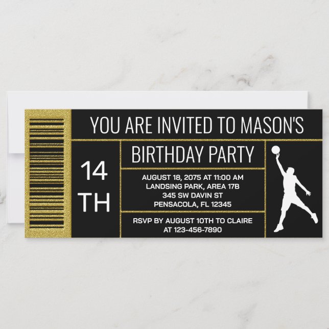 Invitation Étiquette de boîte de chaussure de basket-ball pou (Devant)