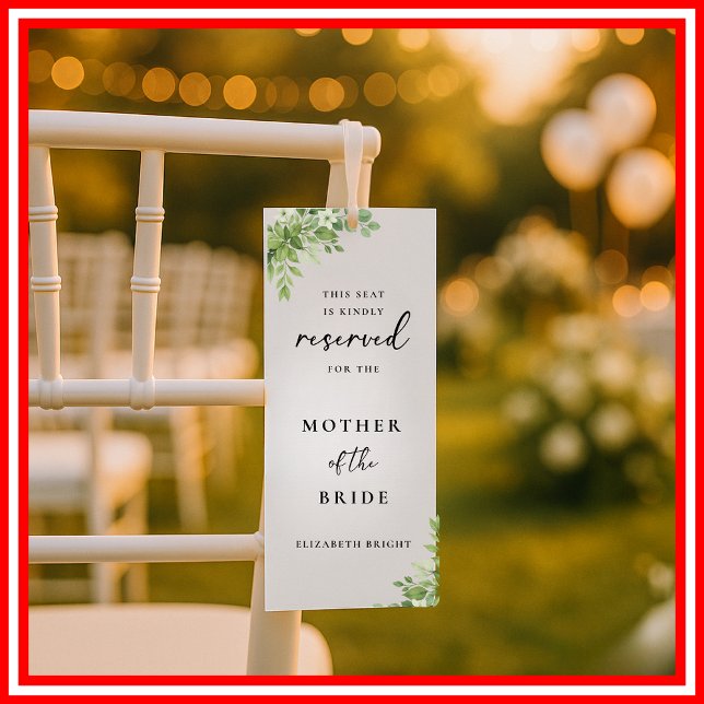 Invitation Étiquette de chaise de mariage avec places réservé (Créateur téléchargé)