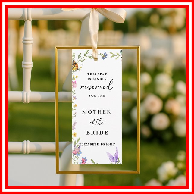 Invitation Étiquette de chaise de mariage avec réservation Fl (Créateur téléchargé)