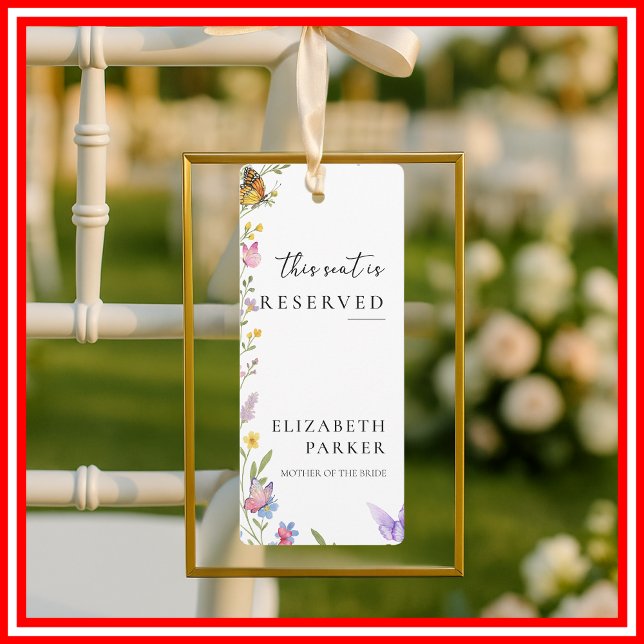 Invitation Étiquette de chaise de mariage avec réservation Fl (Créateur téléchargé)