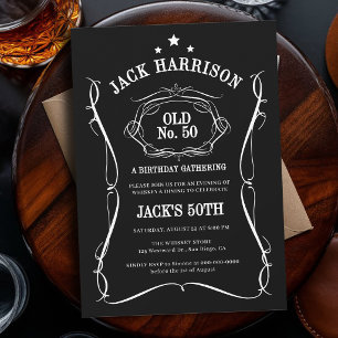 Invitation Étiquette de Whisky Noir Blanc Vieille No. 50e Ann