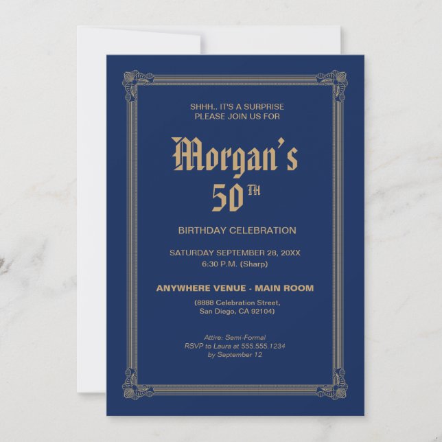 Invitation Étiquette de Whisky Royal Blue Inspirée pour 50e A (Devant)