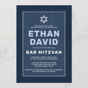 Invitation Étoile blanche moderne de David bar mitzvah