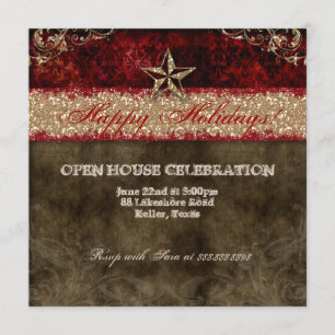 Invitation Étoile de Damas de la photo Vintage de Noël