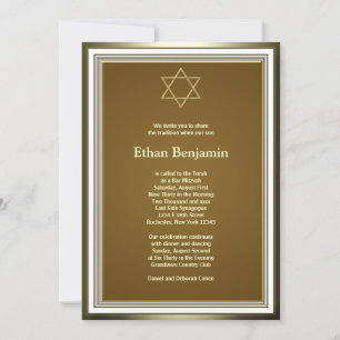Invitation Étoile de David Bar Mitzvah en or blanc