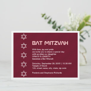Invitation Étoile de David Bat mitzvah Motif