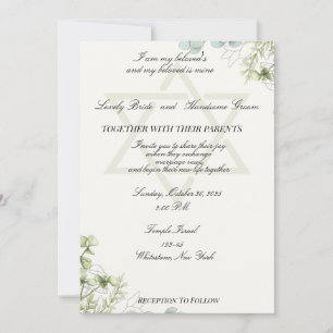 Invitation Etoile De David Et Aquarelle Fleurs Sauvages Juif