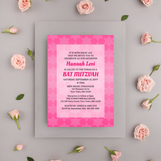 Invitation Étoile de David Pink Ombre Bat mitzvah (Créateur téléchargé)