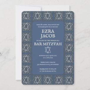 Invitation Étoile de David Tiles Custom Bar Mitzvah B'nai Bat