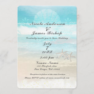 Invitation Étoile de mer blanche de plage Mariage d'été éléga