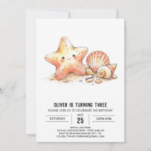 Invitation Étoile de mer coquillage orange pêche anniversaire