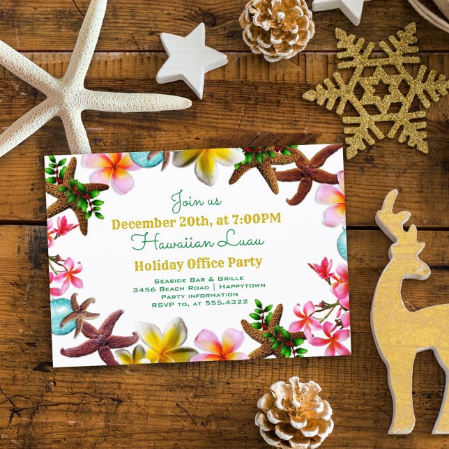 Invitation Étoile de mer de la fête de bureau de Noël Luau (Créateur téléchargé)