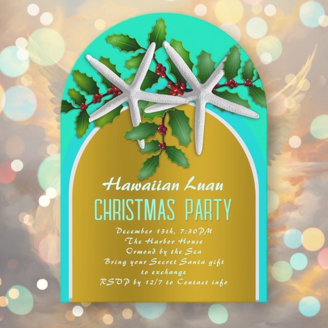 Invitation Étoile de mer de Noël Luau Or Conception d'arche (Créateur téléchargé)