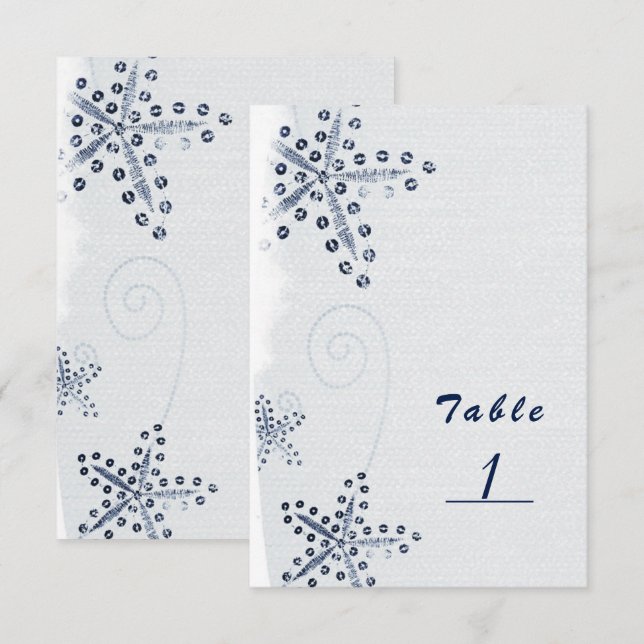Invitation Étoile de mer élégante et paillettes numéro de tab (Devant / Derrière)
