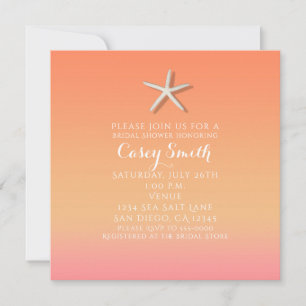 Invitation Étoile de mer Orange et Rose Plage Été Réception d